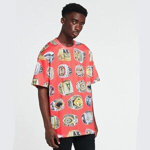 Akoo T-shirt Red Pink Championship Rings Streetwear Graphic Tee Short Sleeve NWT